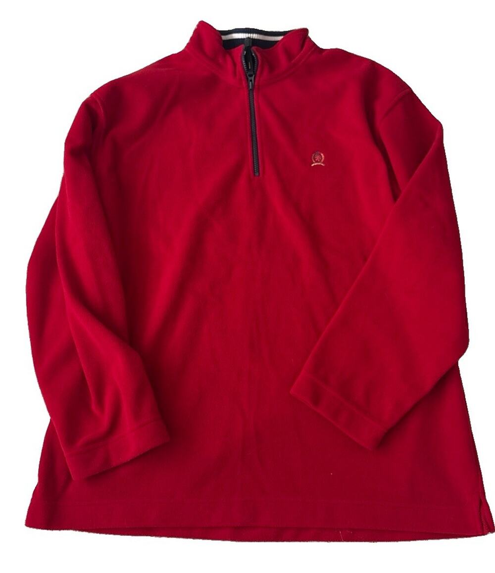 Tommy Hilfiger Fleece Pullover Jacket Quarter Zip Red XXL